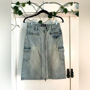 Dolls Kill Generation Kiss CAMILLE DENIM MIDI CARGO SKIRT